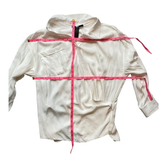 Smythe  White Draped Front faux Wrap Blouse Size Small - Picture 8 of 10